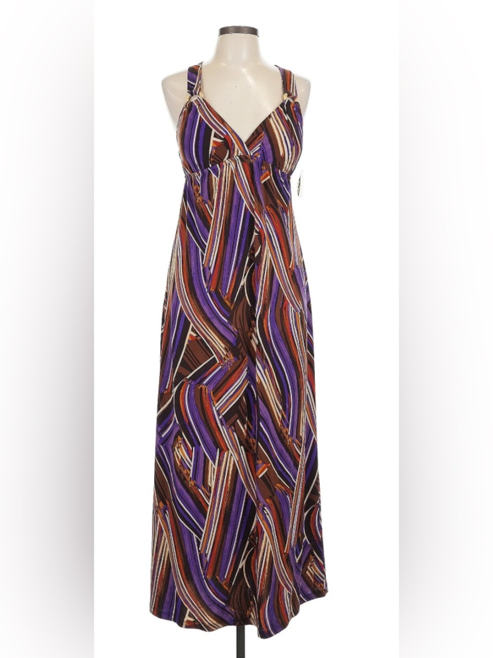 Heart Soul Striped Maxi Dress in Purple, Brown & Orange Accents